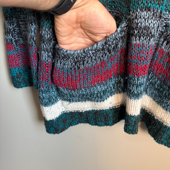 Rue 21 Women's Long Sleeve Multicolor Striped Pocket Sweater Size‎ Large Knit - Picture 2 of 12